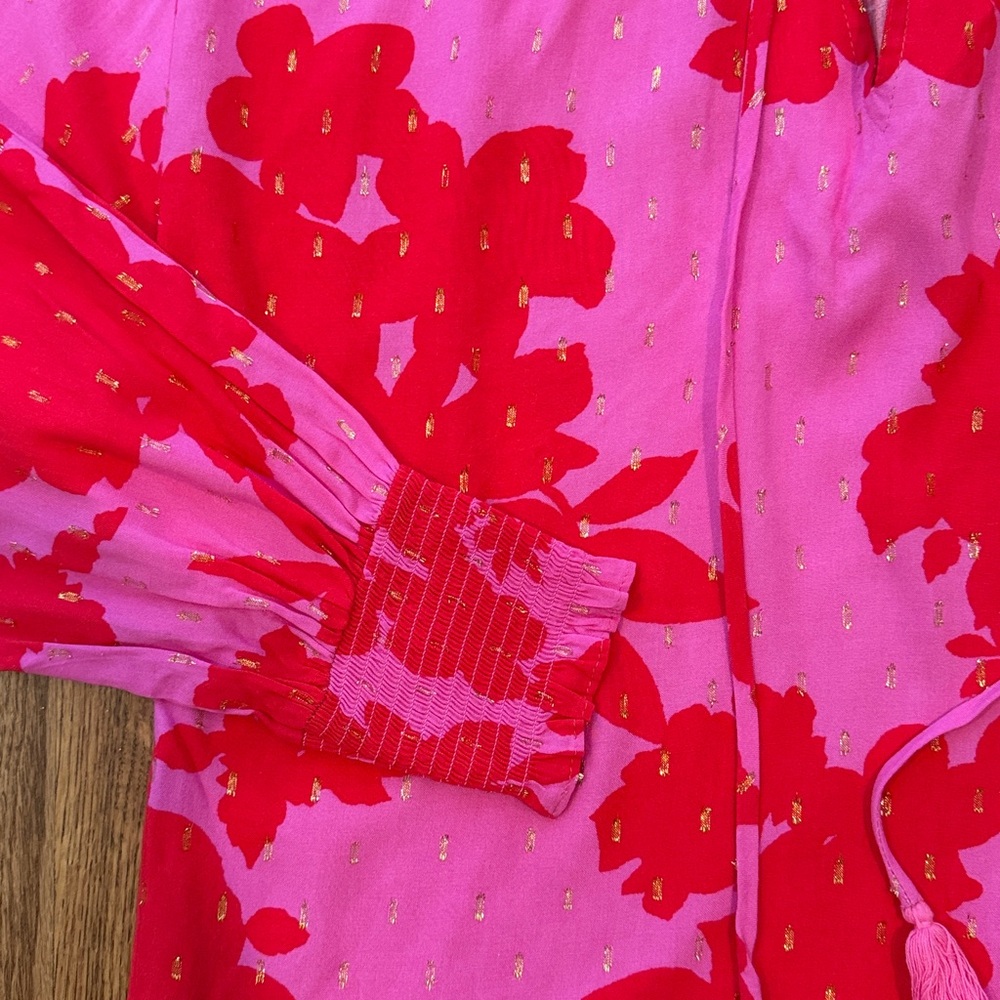 Sugarlips Pink and Red Ruffled Blouse, XS - Picture 2 of 4